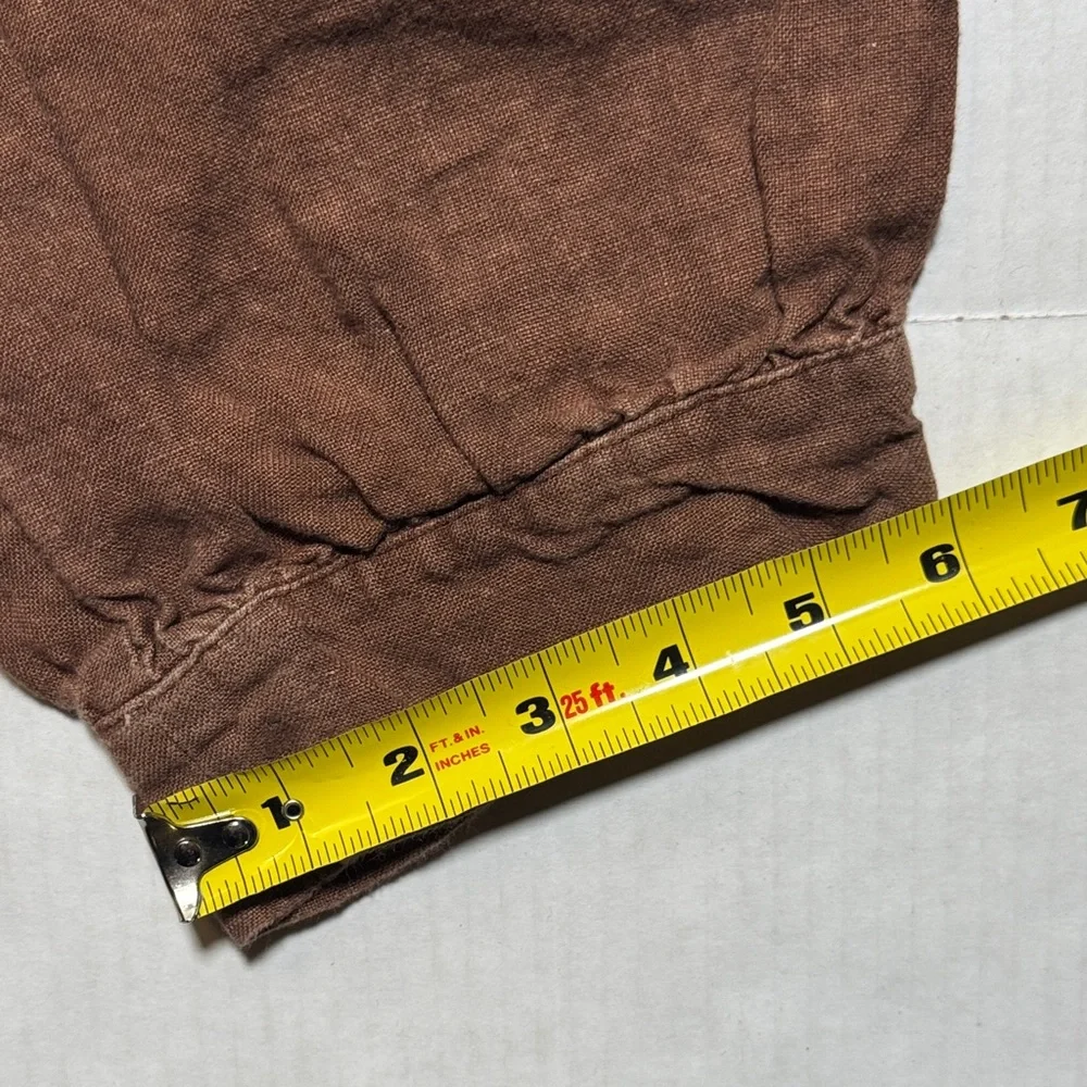 No. 6 Store 100% Linen Rust Brown Loungewear Jogger Pants Oversized Comfy Size 2 - Picture 8 of 10